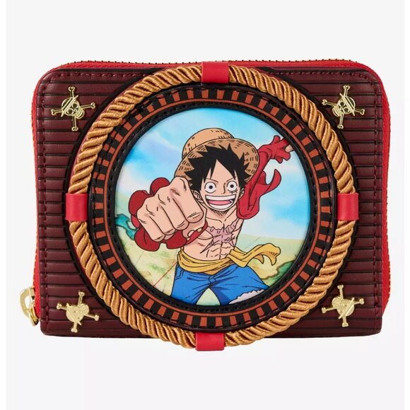 NWT Loungefly One Piece Compass-Shaped Mini Backpack & Monkey D. Luffy Wallet - Picture 2 of 8